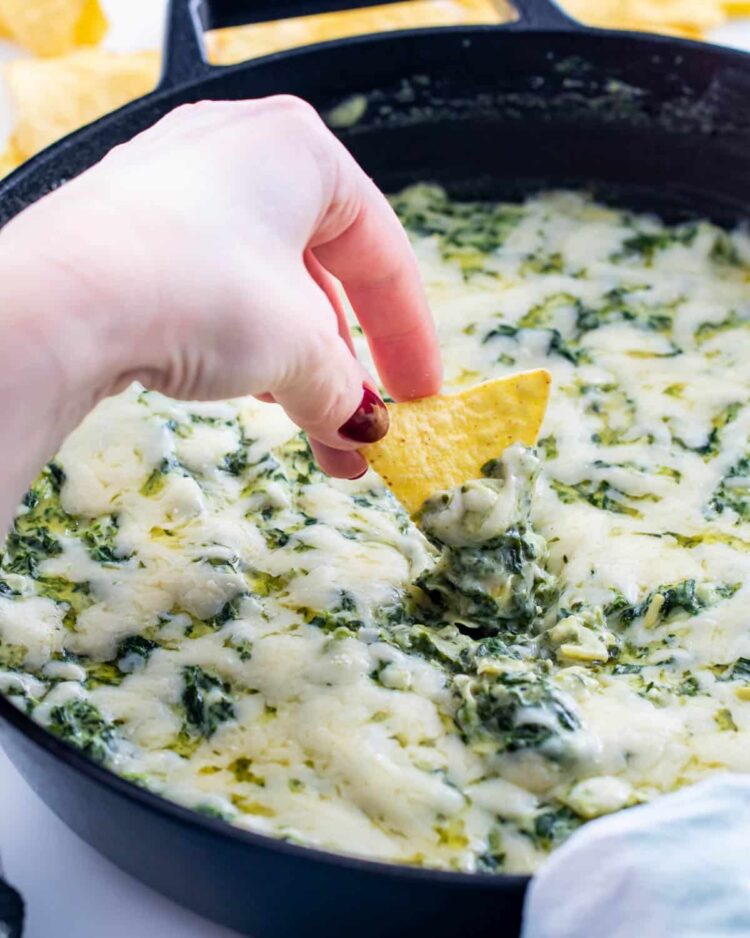 spinach dip in a skillet