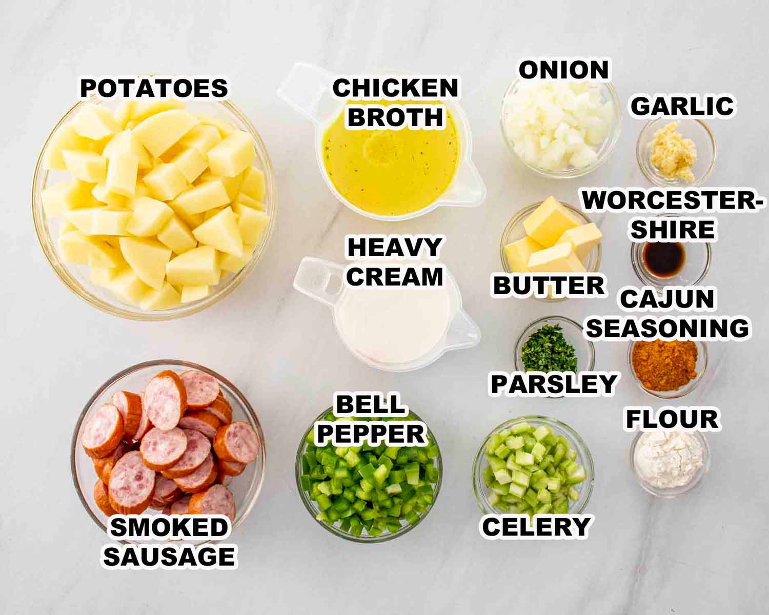 ingredients needed to make cajun potato soup.