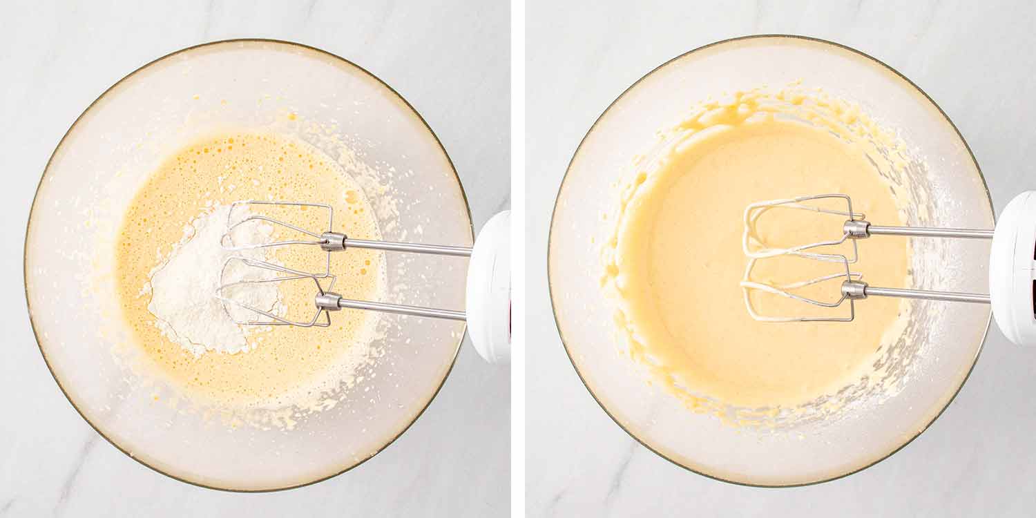 process shots showing how to make tres leches cake.