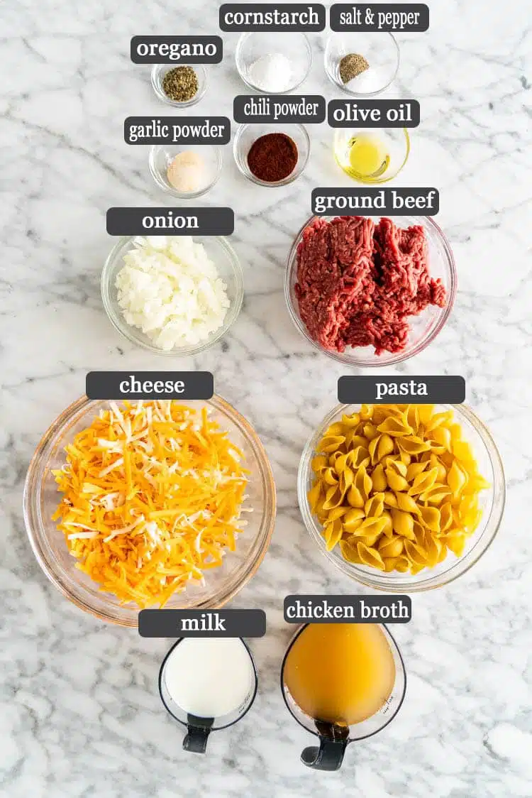 This Cheeseburger Hamburger Helper is a classic comfort food, but homemade and tastes way better. Forget the boxed version and make your own with just a few ingredients and ready in only 30 minutes. #hamburgerhelper #30minutemeals Cheeseburger Hamburger Helper