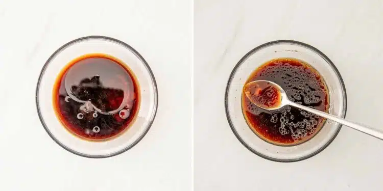 process shots showing how to make szechuan beef.